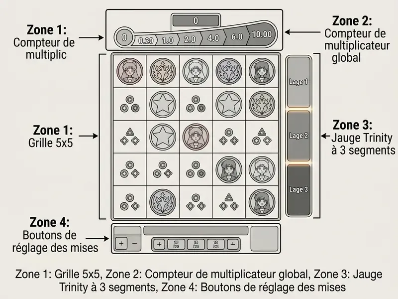 Moon Princess 100 slot: grid, symbols et Trinity Feature