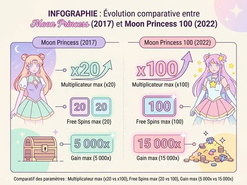 Comparatif des caractéristiques entre Moon Princess original et Moon Princess 100